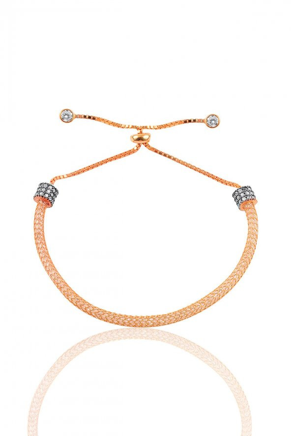 Gümüş rose  zirkon taşlı file bileklik ürün görseli