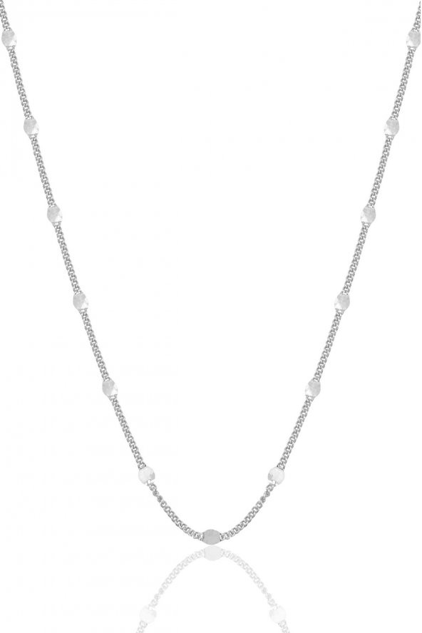 Gümüş rodyumlu pullu gurmet kolye bileklik seti - Resim 2