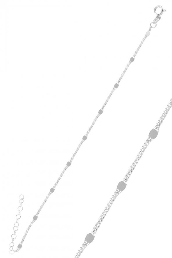 Gümüş rodyumlu pullu gurmet kolye bileklik seti - Resim 3