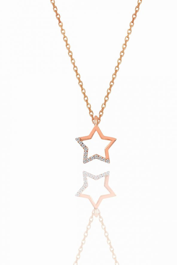 Gümüş rose içi boş yıldız modeli üçlü set - Resim 2