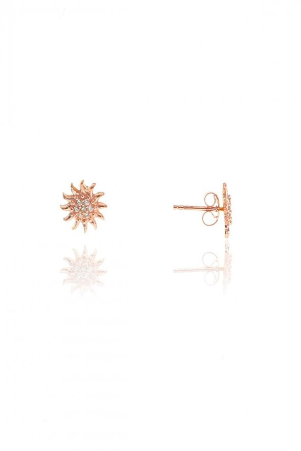 Gümüş rose zirkon taşlı güneş üçlü set - 4