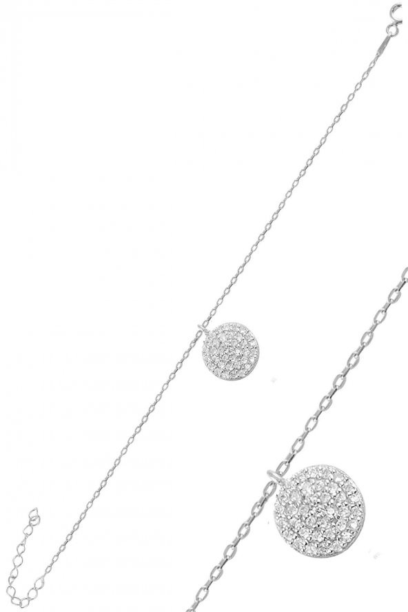 Gümüş rodyumlu zirkon taşlı yuvarlak bileklik ürün görseli