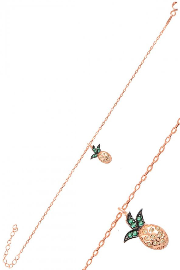 Gümüş rose zirkon taşlı ananas bileklik ürün görseli 1