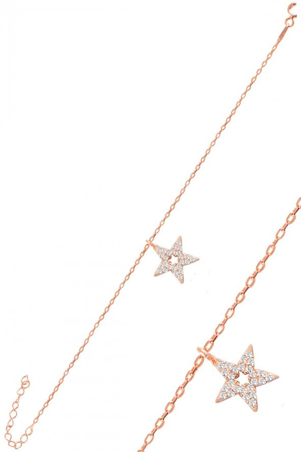 Gümüş rose zirkon taşlı lotus bileklik ürün görseli