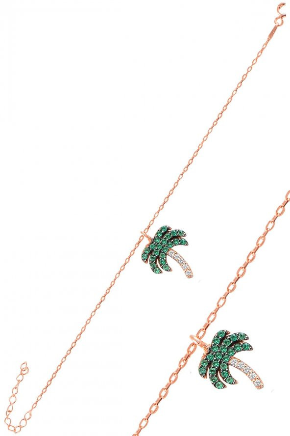 Gümüş rose zirkon taşlı palmiye bileklik ürün görseli