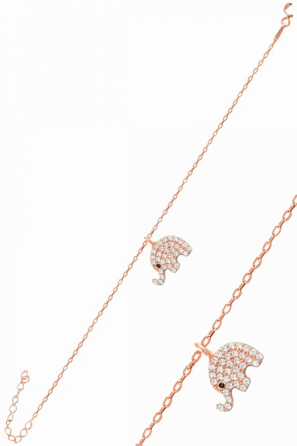 Gümüş rose zirkon taşlı fil bileklik ürün görseli