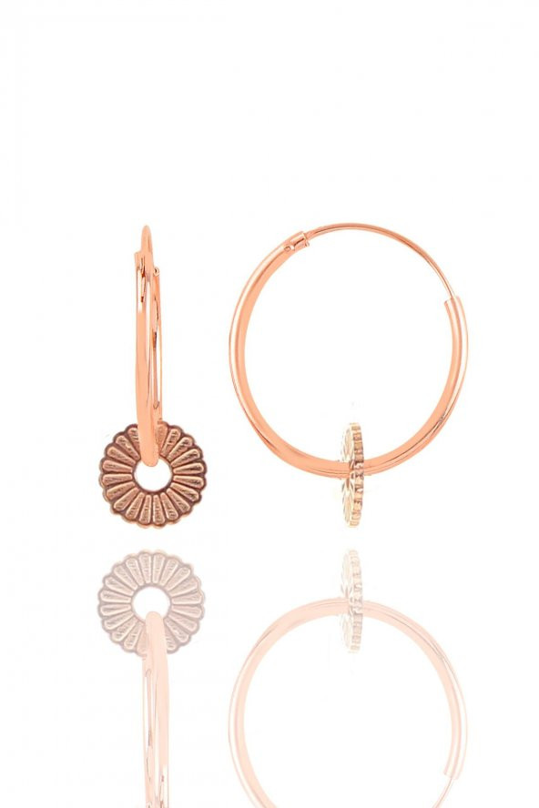Gümüş rose papatya  halka küpe - 1