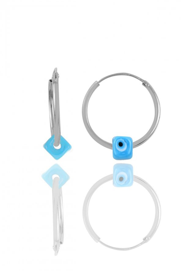 Gümüş rodyumlu   top top zincirli nazarlı turkuaz set - 3
