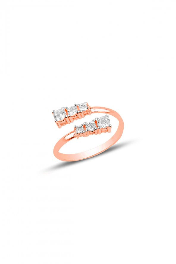 Gümüş rose zirkon taşlı pırlanta modeli pırıltı üçlü set - Resim 3