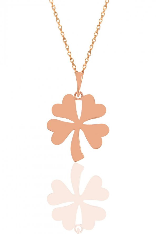 Gümüş rose dört yapraklı yonca kolye ürün görseli 1