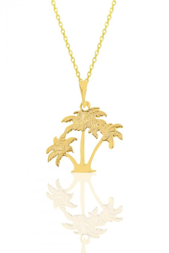 Gümüş altın yaldızlı üçlü palmiye kolye ürün görseli 1