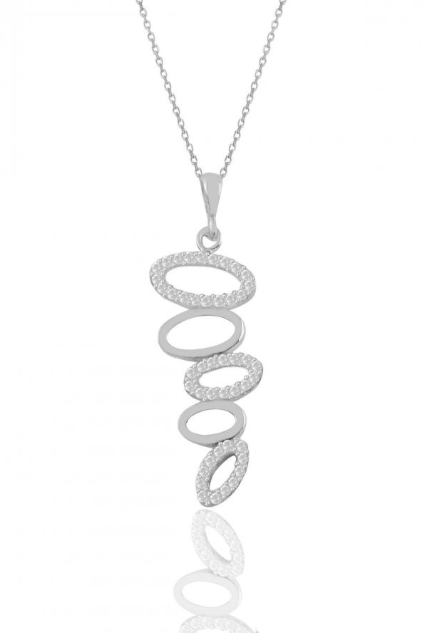 Gümüş rodyumlu zirkon taşlı olimpiyat kolye ürün görseli