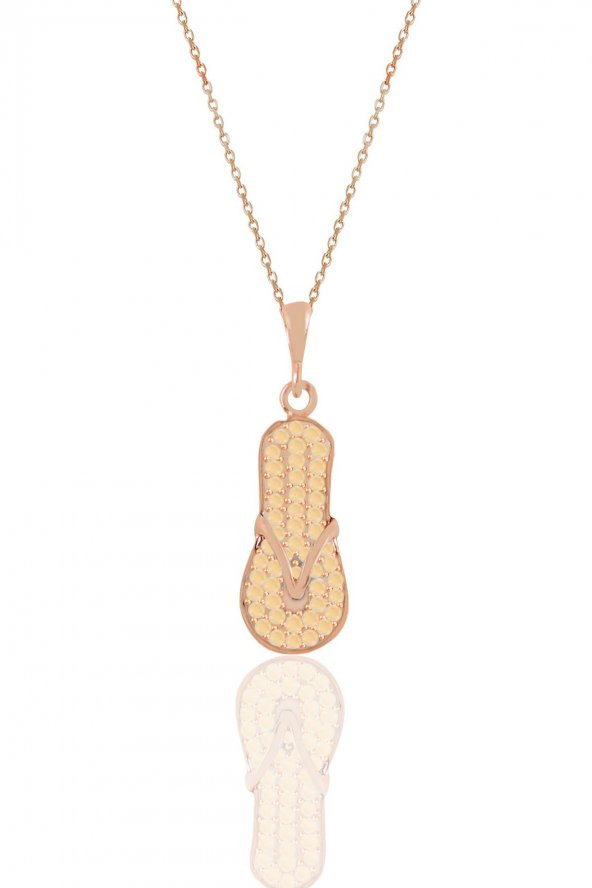 Gümüş rose zirkon  taşlı terlik kolye ürün görseli