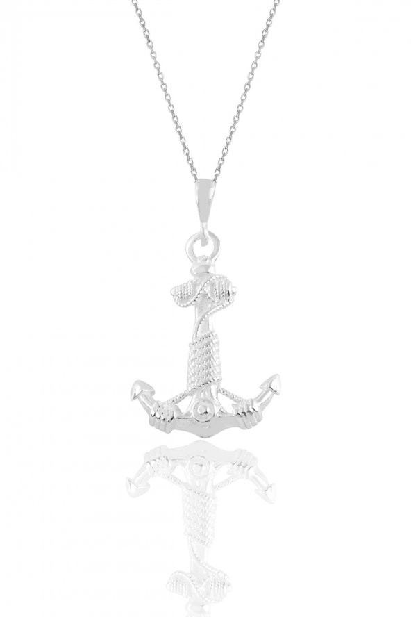 Gümüş denizci çapa modeli kolye ürün görseli 1