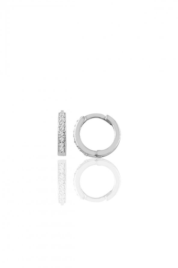 Gümüş rodyumlu zirkon taşlı 12 mm halka küpe