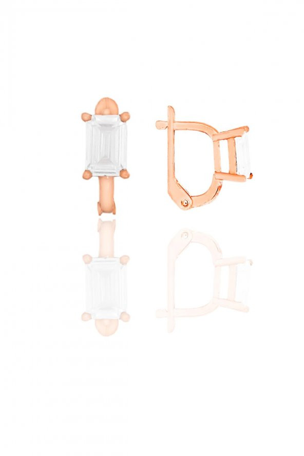 Gümüş rose baget kesim zirkon taşlı   j küpe ürün görseli