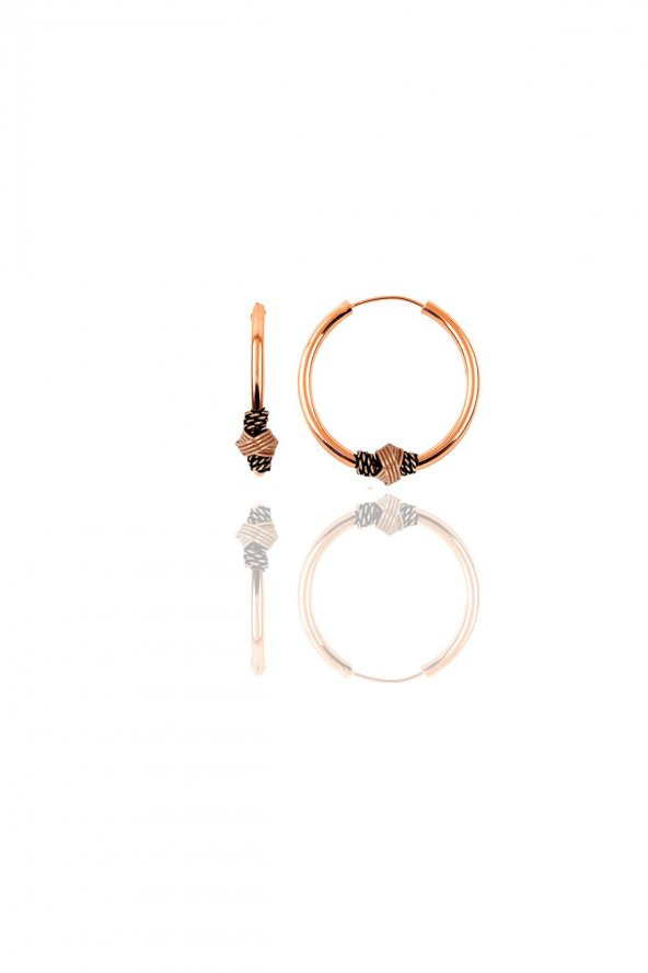 Gümüş rose 17 mm işlemeli halka küpe