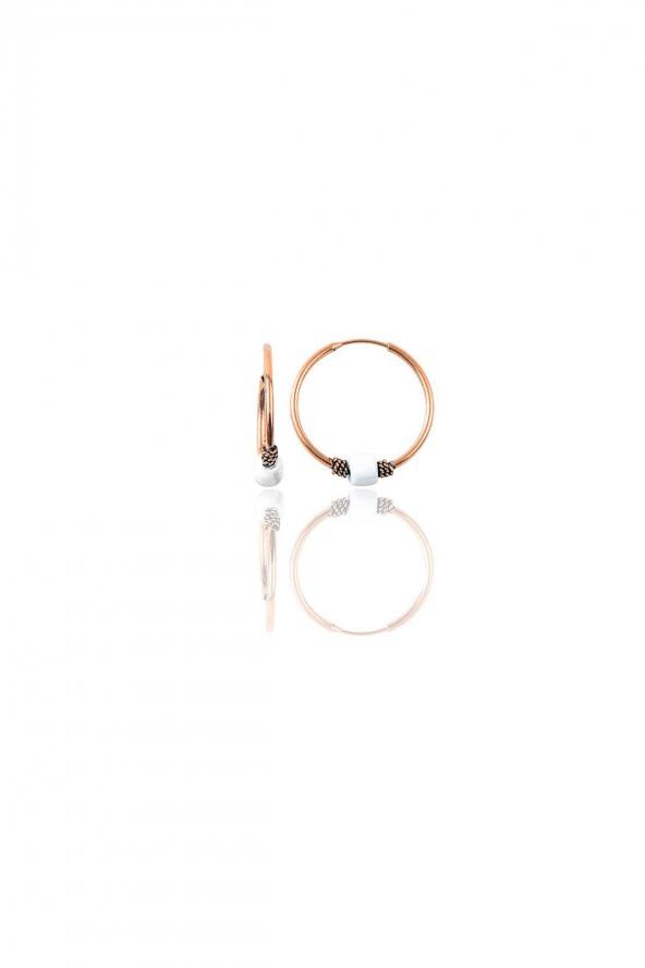 Gümüş rose 14 mm  beyaz taşlı halka küpe ürün görseli