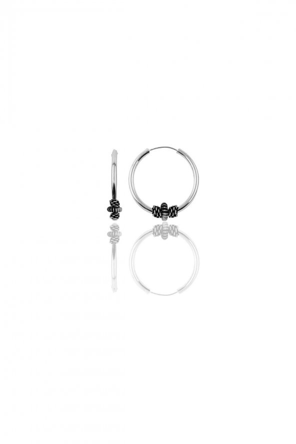 Gümüş 14 mm işlemeli halka küpe - 1