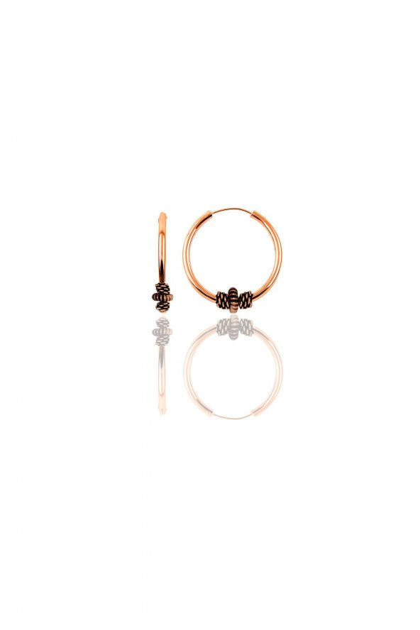 Gümüş rose 14 mm işlemeli halka küpe
