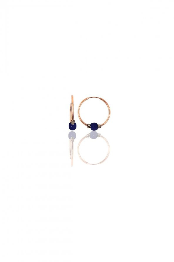 Gümüş rose 12 mm mini çivit mavisi halka küpe
