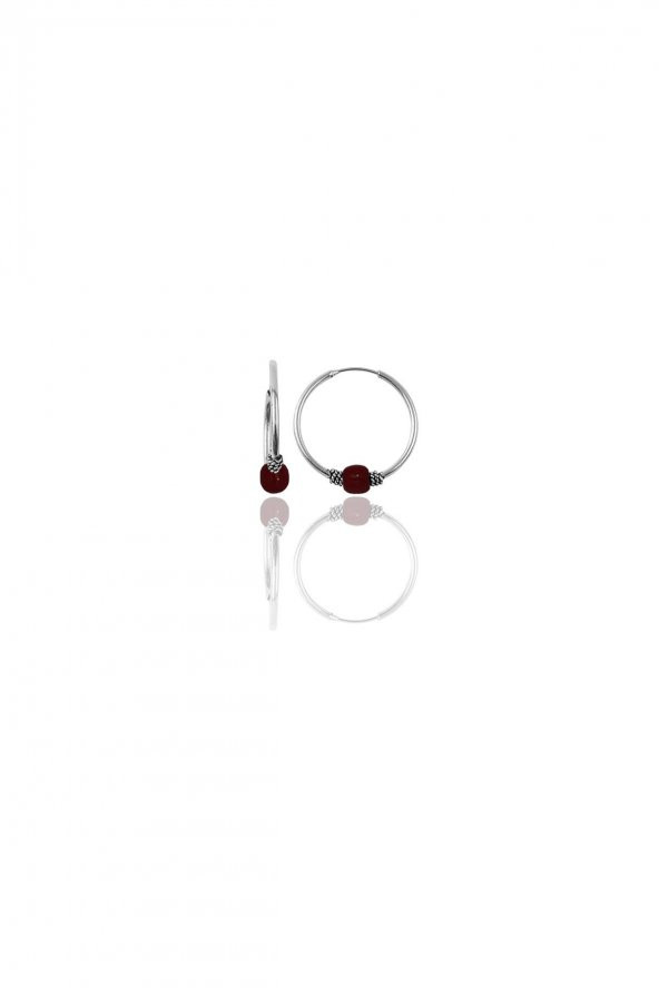 Gümüş 12 mm mini  mercan renkli  halka küpe