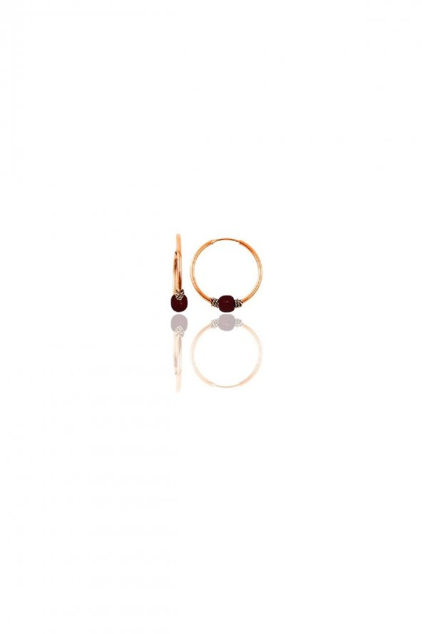Gümüş rose 12 mm mini  mercan renkli halka küpe