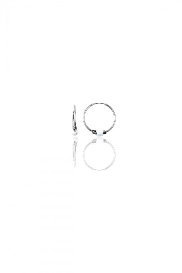 Gümüş 12 mm mini beyaz taşlı halka küpe