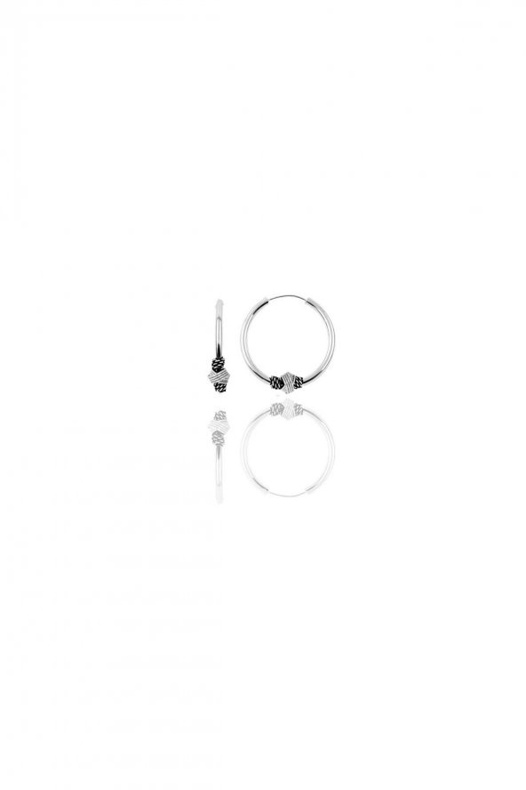 Gümüş 12 mm mini  işlemeli halka küpe