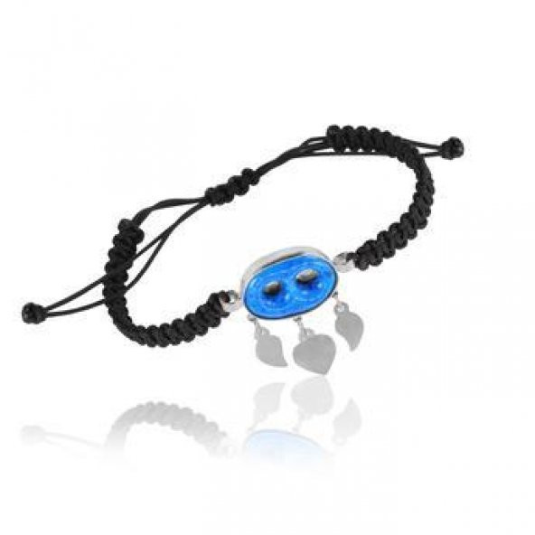 Gümüş süryani nazar boncuğu kolye ve bileklik ikili set - 3