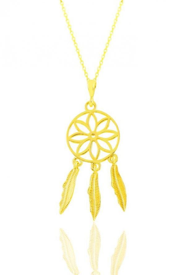 Gümüş altın yaldızlı düş kapanı kolye - Resim 2