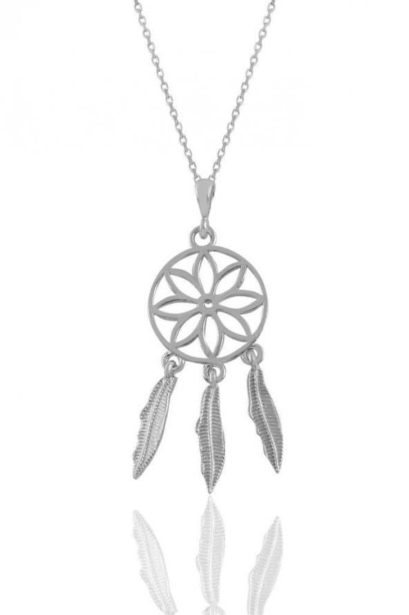 Gümüş beyaz altın rodyumlu düş kapanı kolye - Resim 2