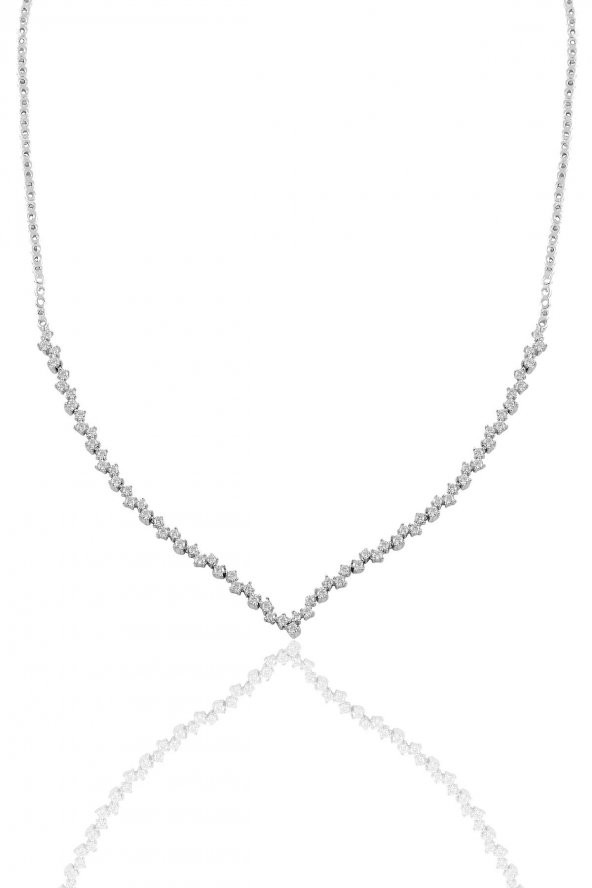 Gümüş beyaz altın rodyumlu pırlanta modeli zirkon taşlı su yolu gümüş takım. - 2