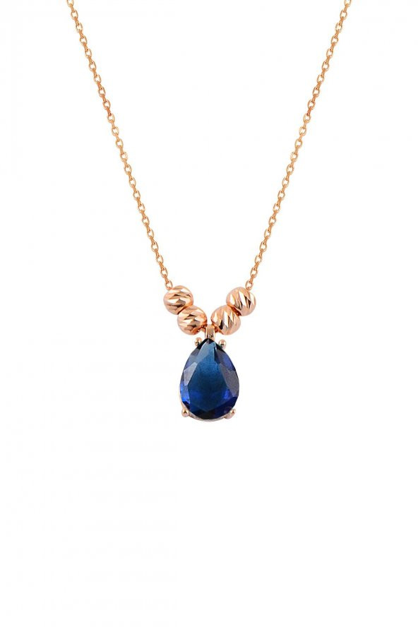 Gümüş rose safir renkli dorica damla kolye ve çivi modeli küpe seti - 2