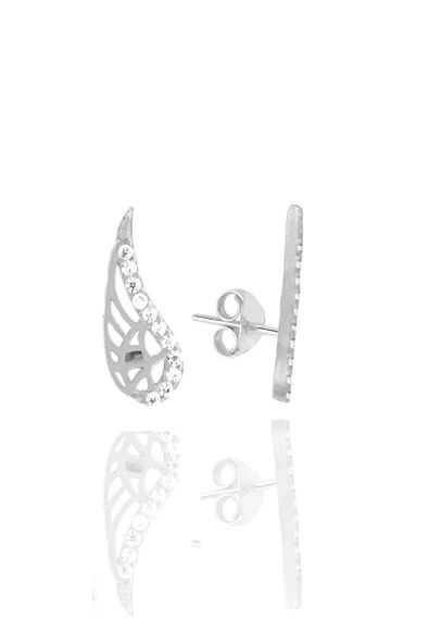 Gümüş rodyumlu zirkon taşlı kanat kolye ve küpe seti SGTL11411RODAJ - 3