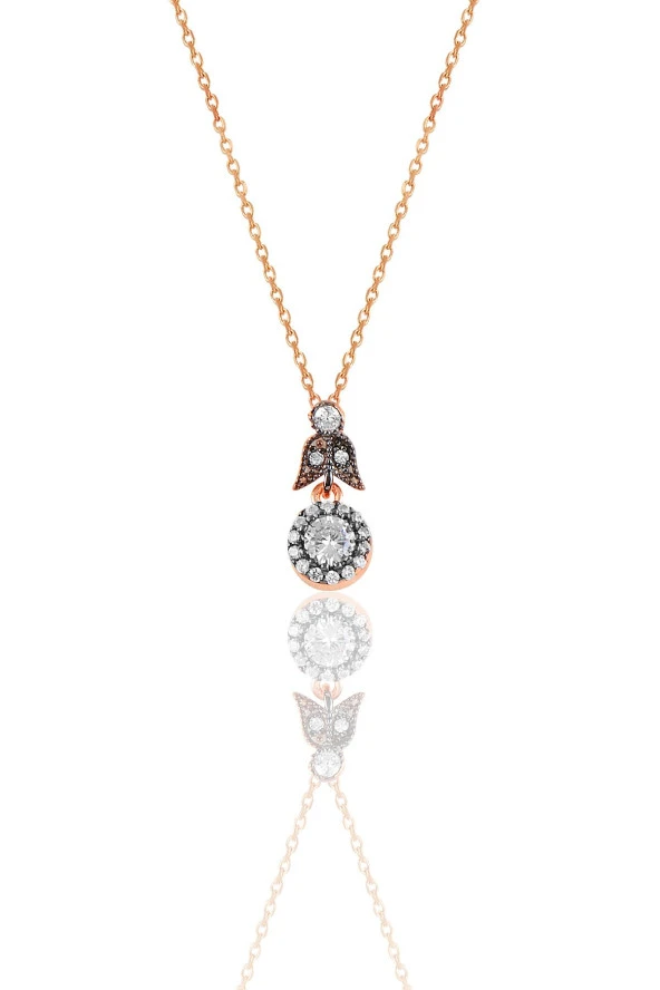 Gümüş rose elmas montürlü yuvarlak üçlü set… SGTL11465ROSE - Resim 2