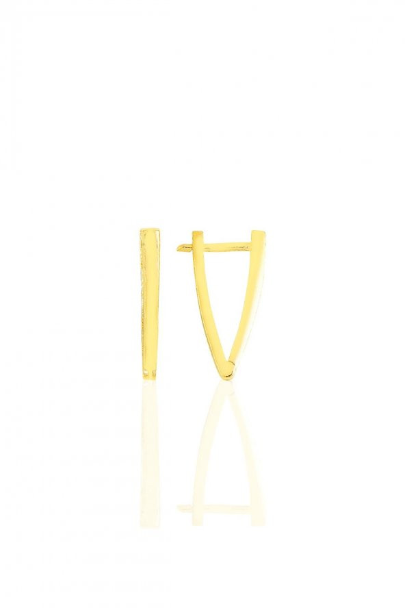 Gümüş altın yaldızlı 18 mm özel tasarım üçgen küpe ürün görseli 1