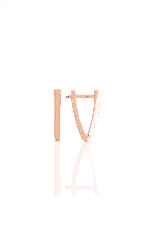Gümüş rose 16 mm özel tasarım üçgen küpe - 1
