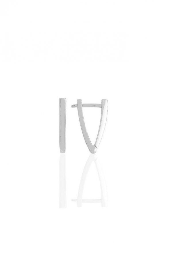 Gümüş rodyumlu 13 mm özel tasarım üçgen küpe - Resim 2