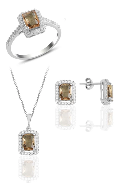 Gümüş renk değiştiren zultanit taşlı baget kesim üçlü set SGTL10733ZLT ürün görseli