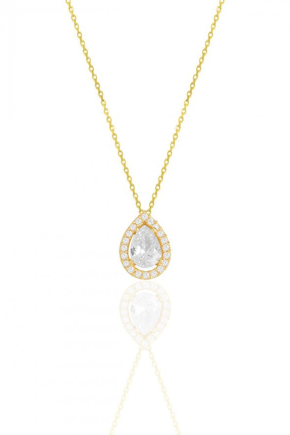 Gümüş altın yaldızlı zirkon taşlı damla modeli üçlü set SGTL11517BEYAZ - Resim 2