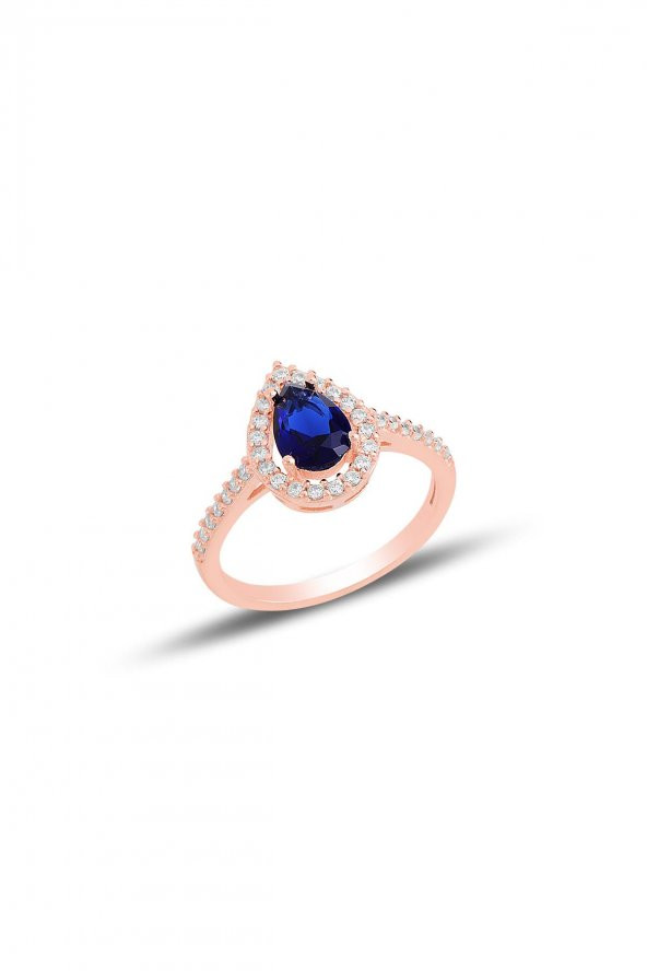 Gümüş rose safir taşlı damla modeli yüzük SGTL11514LACIVERT - 1