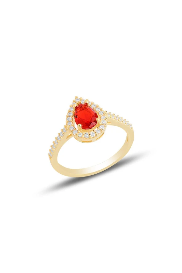 Gümüş altın yaldızlı taşlı damla modeli üçlü set SGTL11517KIRMIZI - Resim 3