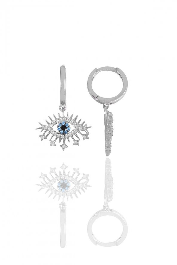 Gümüş rodyumlu zirkon taşlı lareyn küpe ürün görseli 1