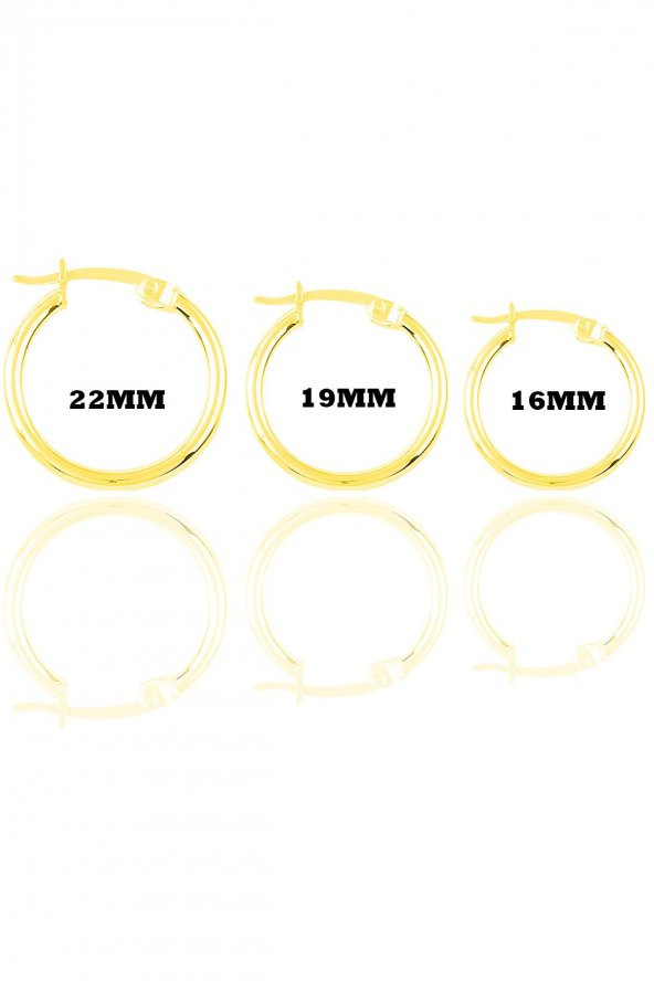 Gümüş altın yaldızlı  üç boydan oluşan şarnel halka küpeler ürün görseli