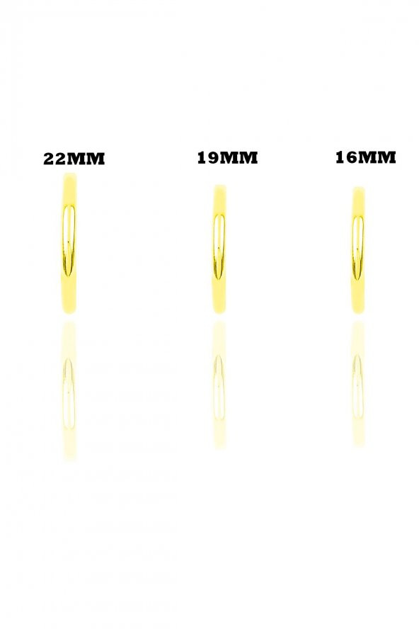 Gümüş altın yaldızlı  üç boydan oluşan şarnel halka küpeler - Resim 2