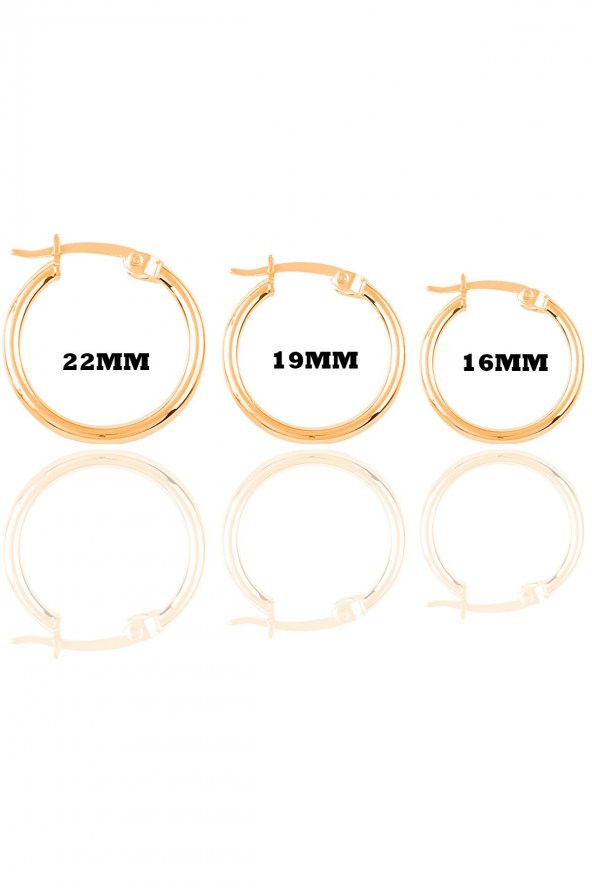 Gümüş rose  üç boydan oluşan şarnel halka küpeler ürün görseli