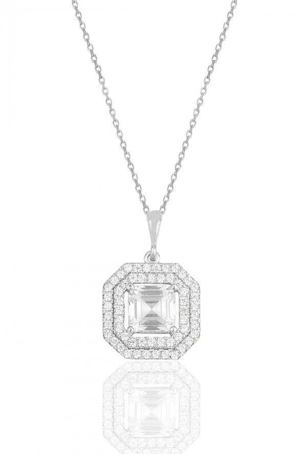 Gümüş rodyumlu özel tasarım baget kesim zirkon taşlı üçlü set SGTL11563RODAJ - Resim 2