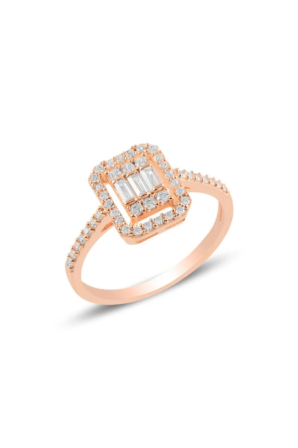 Gümüş rose baget taşlı çizgili üçlü set SGTL11565ROSE - Resim 3