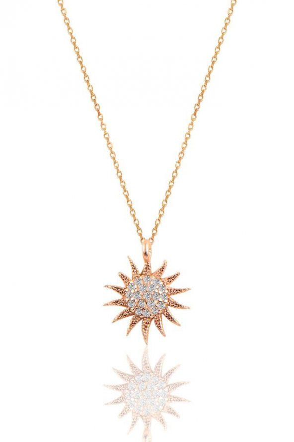 Gümüş rose güneş kolye ürün görseli